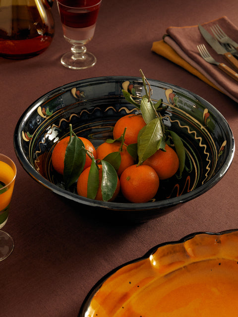 Poterie de Cliousclat - Hand-Painted Slipware Serving Bowl -  - ABASK