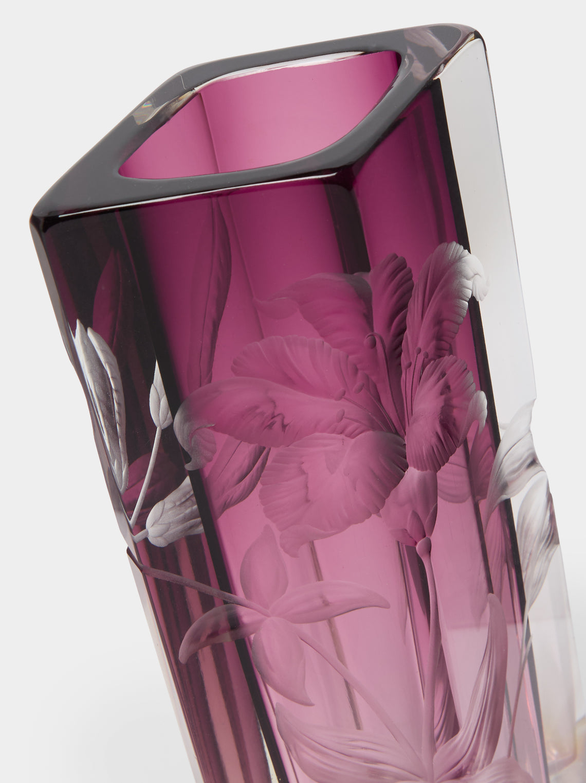 Antique and Vintage - 1900s Moser Hand-Engraved Cut Crystal Vase -  - ABASK