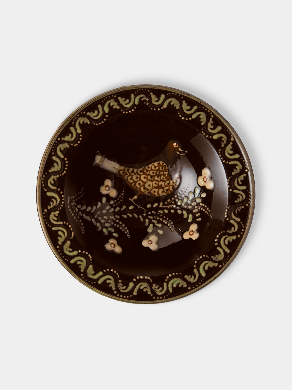 Poterie d’Évires - Animals Hand-Painted Ceramic Breakfast Bowls (Set of 4) - Dark Brown - ABASK
