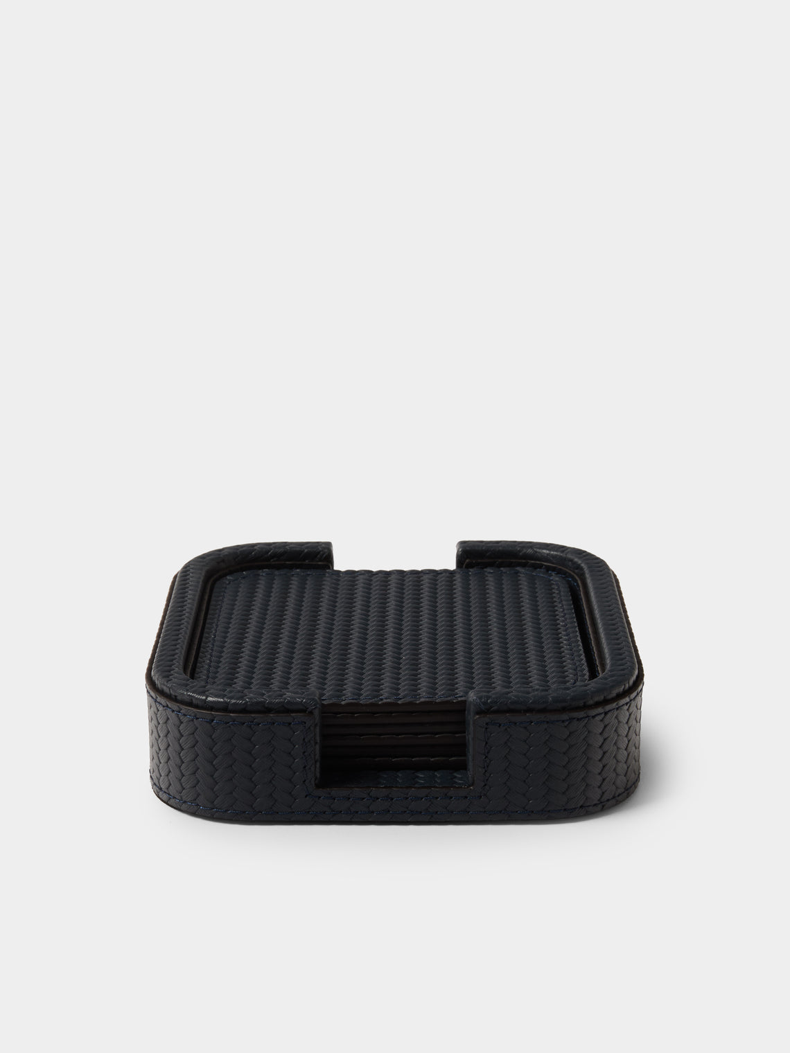 Pinetti - Leather Square Coasters (Set of 6) - Navy - ABASK - 