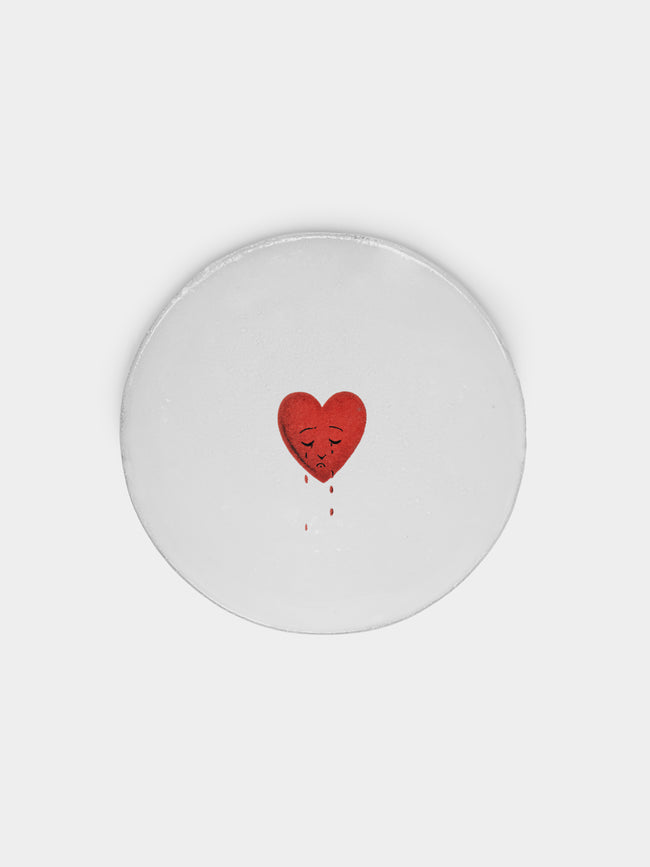 Astier de Villatte - Crying Heart Hand-Glazed Ceramic Small Plate – 6in/15.5cm (Set of 2) - White - ABASK- 