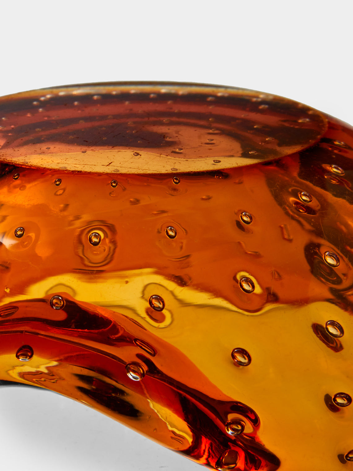 Antique and Vintage - Mid-Century Czech Glass Ashtray - Orange - ABASK