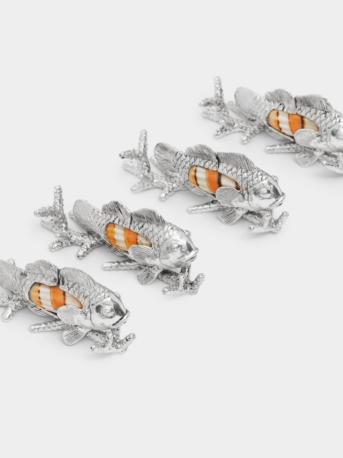 Objet Luxe - Silver-Plated and Shell Place Card Holders (Set of 4) -  - ABASK