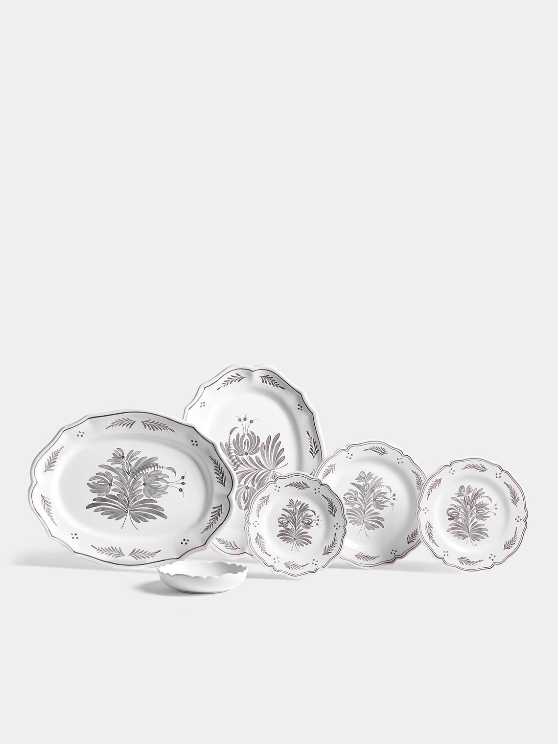 Bourg Joly Malicorne - Antique Fleurs Hand-Painted Ceramic Collection - White - ABASK