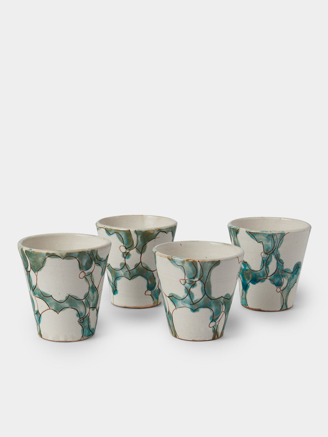 Anut Cairo - Cotton Flower Hand-Painted Ceramic Espresso Cups (Set of 4) -  - ABASK