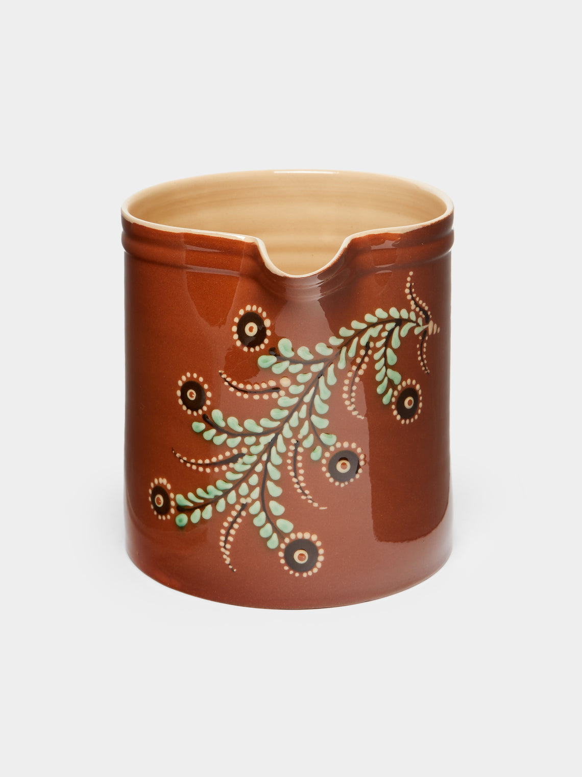 Poterie d’Évires - Flowers Hand-Painted Ceramic Straight-Edge Jug -  - ABASK
