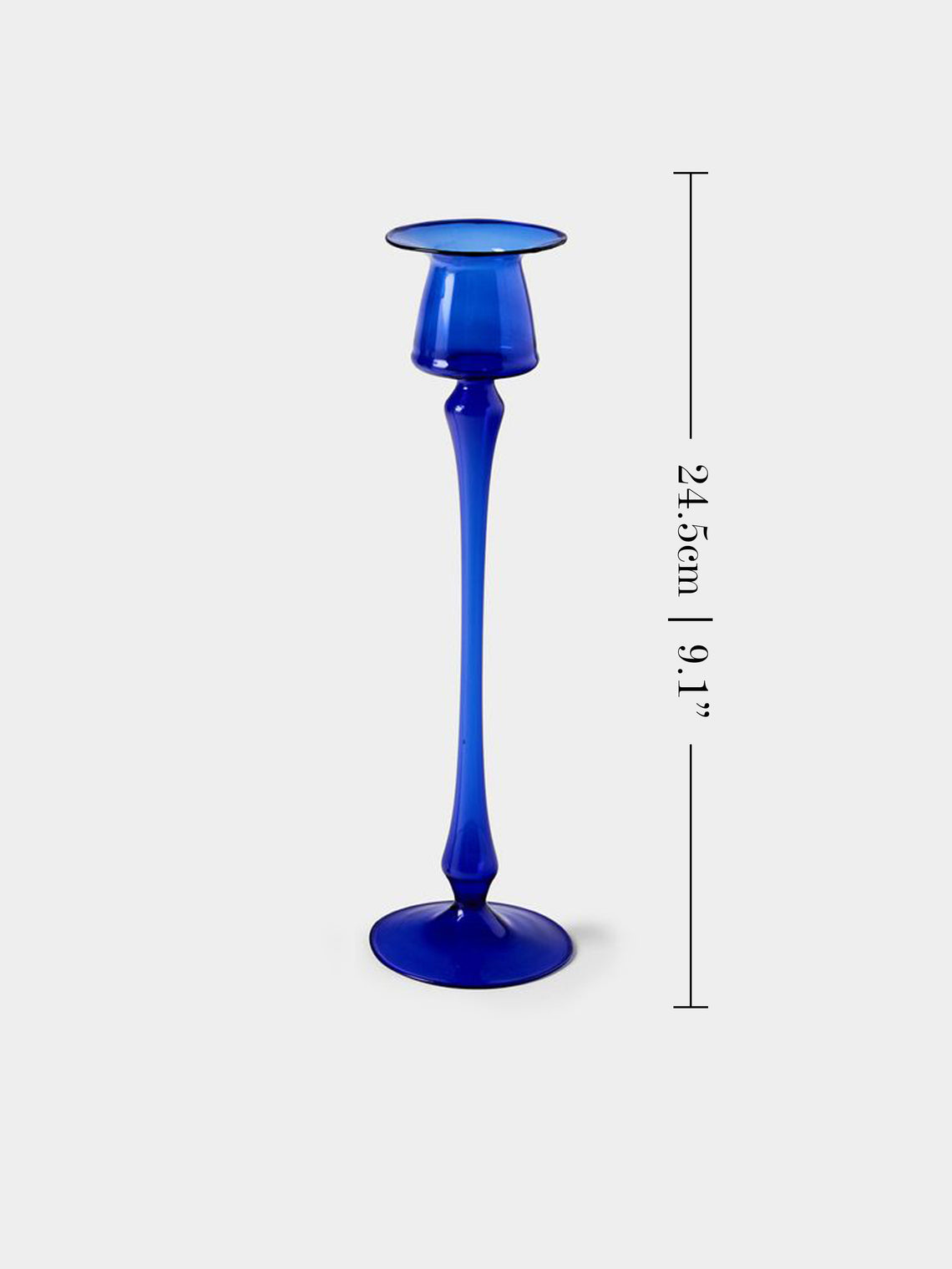 Antique and Vintage - Mid-Century Glass Candle Holders (Set of 2) - Blue - ABASK