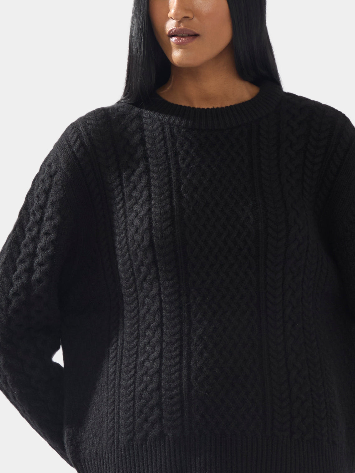 Women's Cashmere Cable-Knit Crew-Neck Sweater