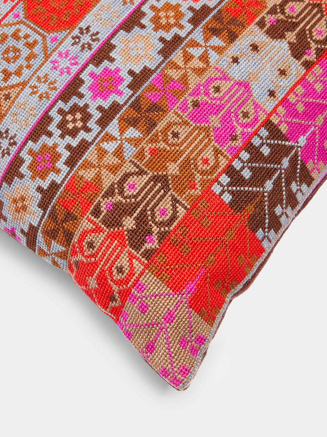 Kissweh - Malak Hand-Embroidered Cotton Cushion -  - ABASK