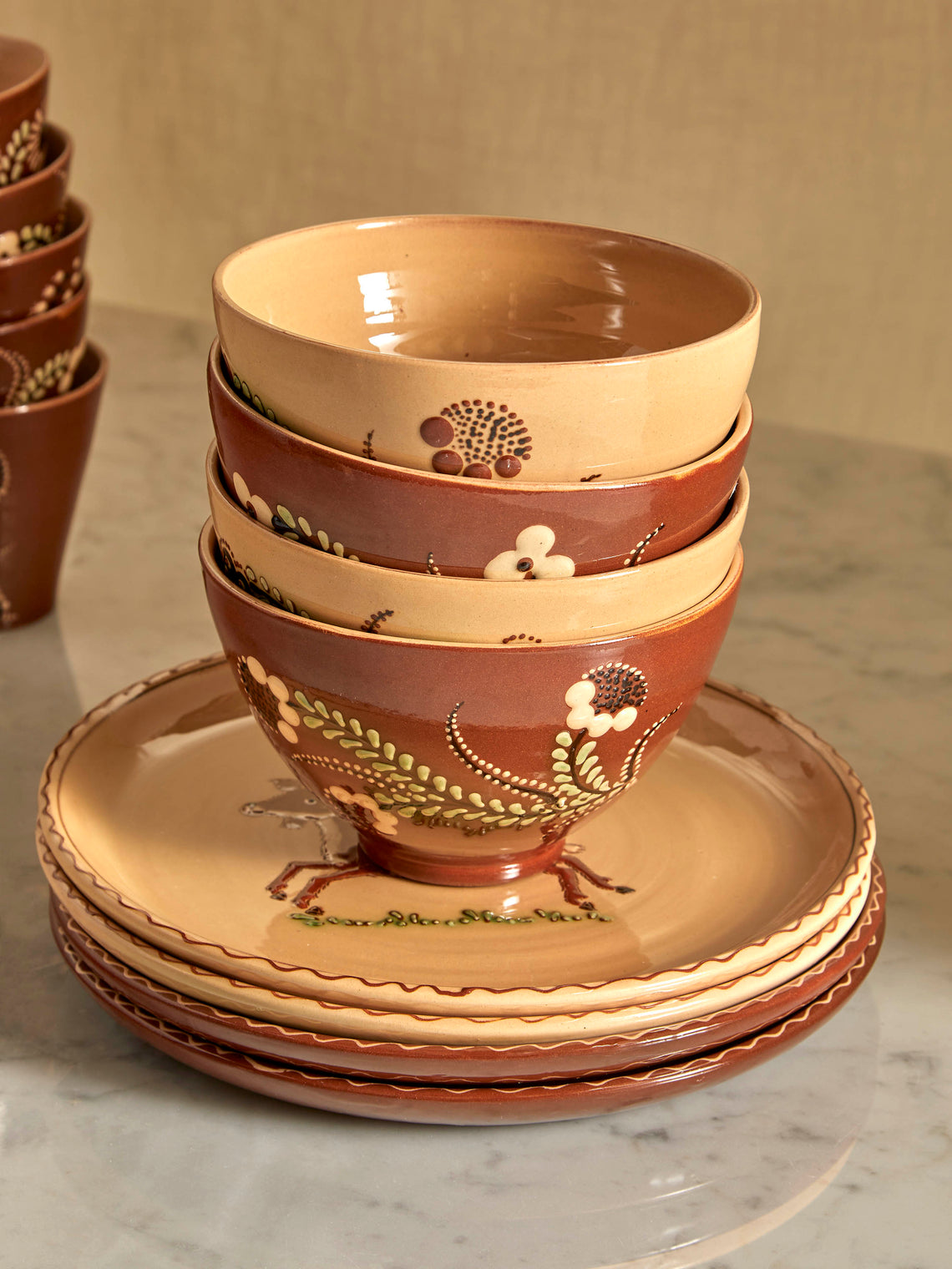 Poterie d’Évires - Flowers Hand-Painted Ceramic Bowls (Set of 4) - Multiple - ABASK