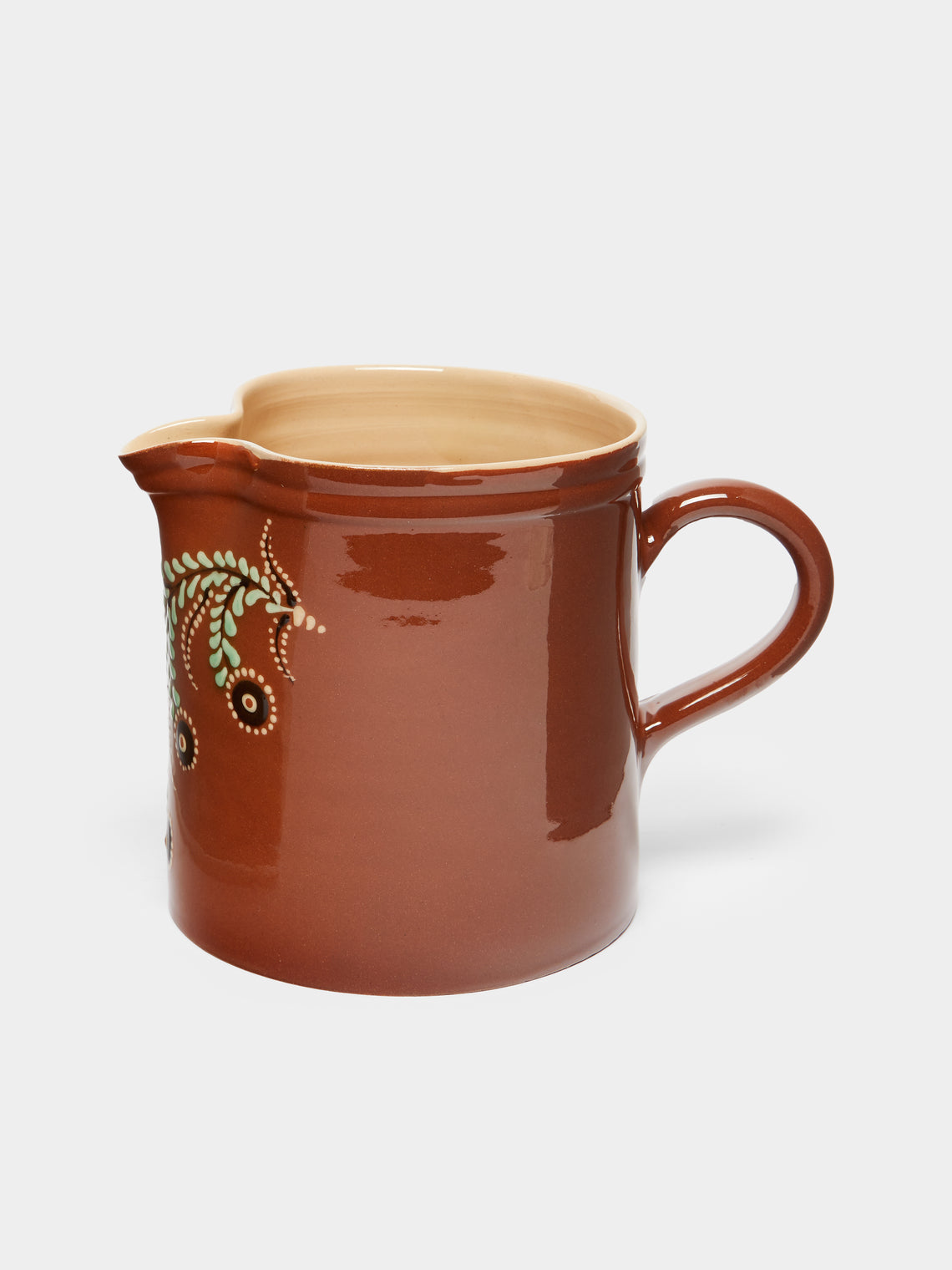 Poterie d’Évires - Flowers Hand-Painted Ceramic Straight-Edge Jug -  - ABASK