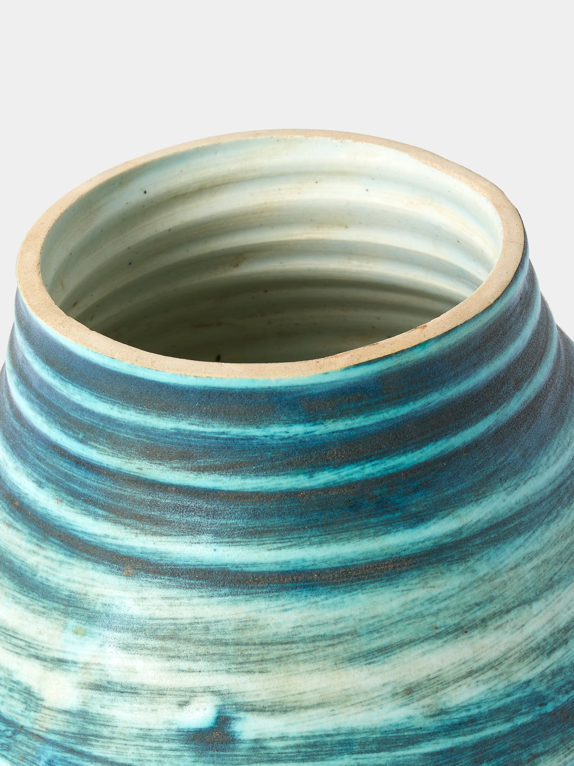 Antique and Vintage - 1950s Accolay Ribbed Vase - Blue - ABASK