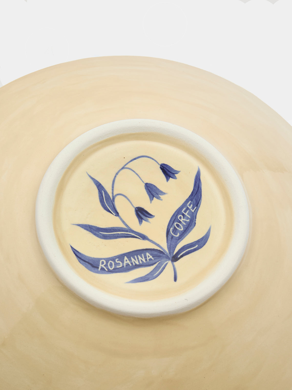 Rosanna Corfe - Birds and Bluebells Hand-Painted Ceramic Flared Bowl - Cream - ABASK
