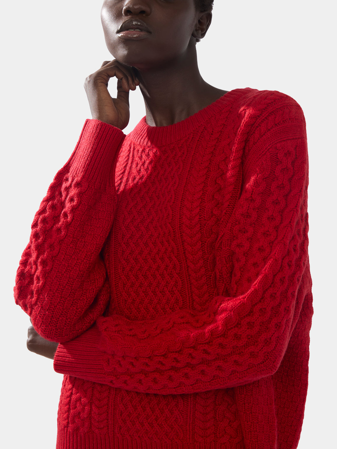 Women's Cashmere Cable-Knit Crew-Neck Sweater