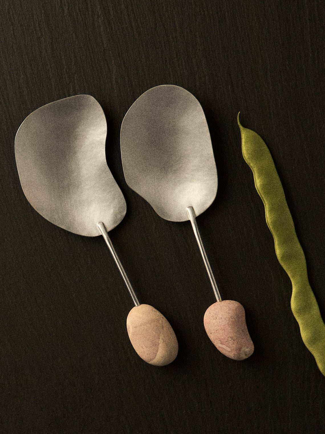 Thalia Maria Silver - Sterling Silver and Pebble Servers (Set of 2) - Silver - ABASK