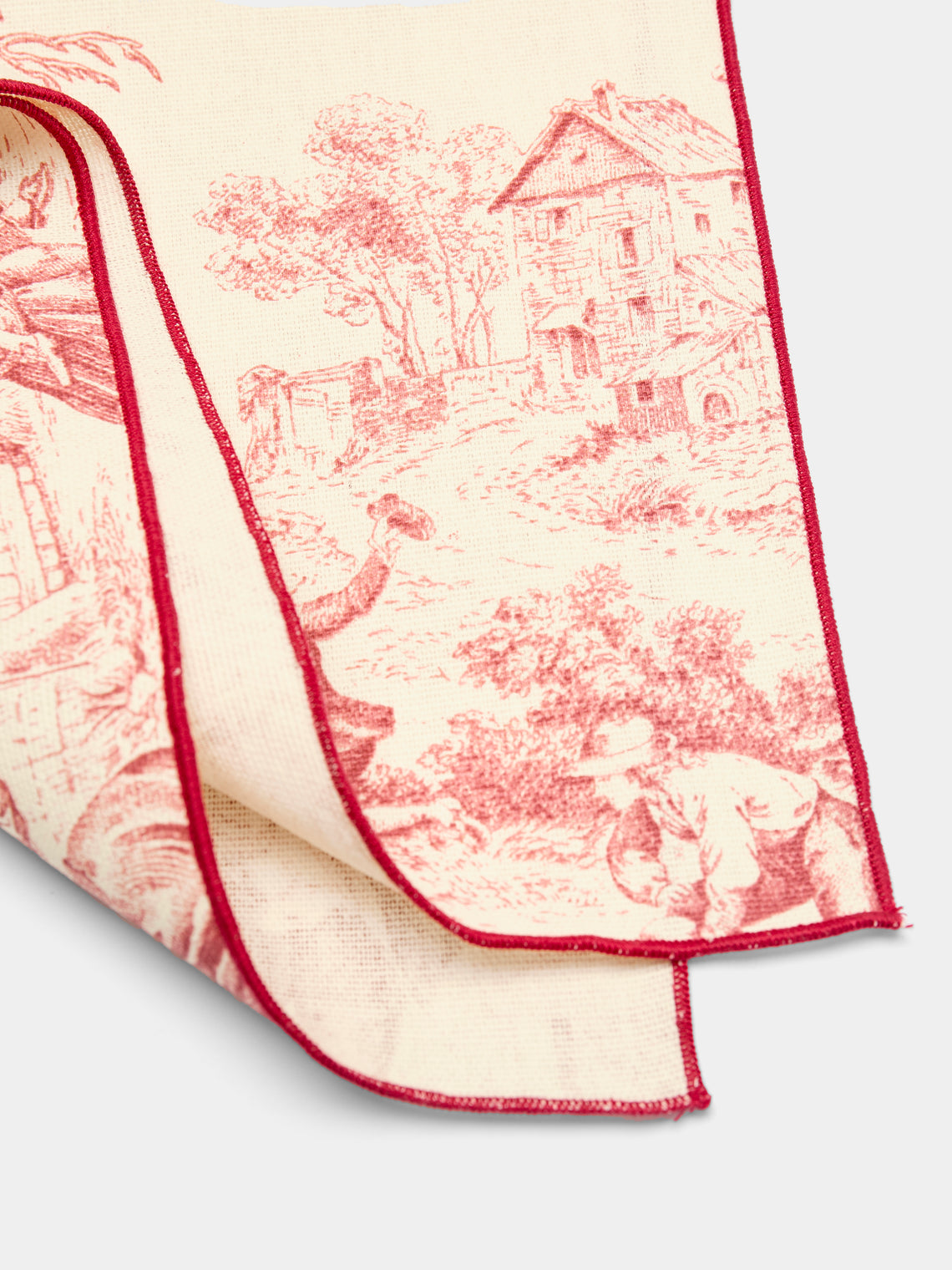 Borgo delle Tovaglie - Toile de Jouy Linen Rectangular Tablecloth - Red - ABASK