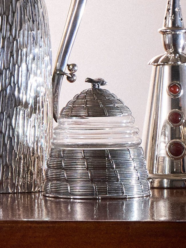 Antique and Vintage - 1950s Silver-Plated Honey Pot - Silver - ABASK