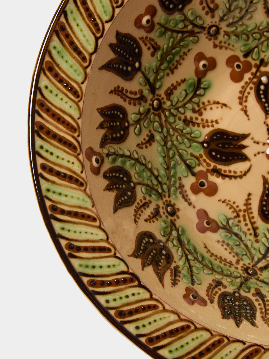 Poterie d’Évires - Flowers Hand-Painted Ceramic Serving Bowl - Cream - ABASK