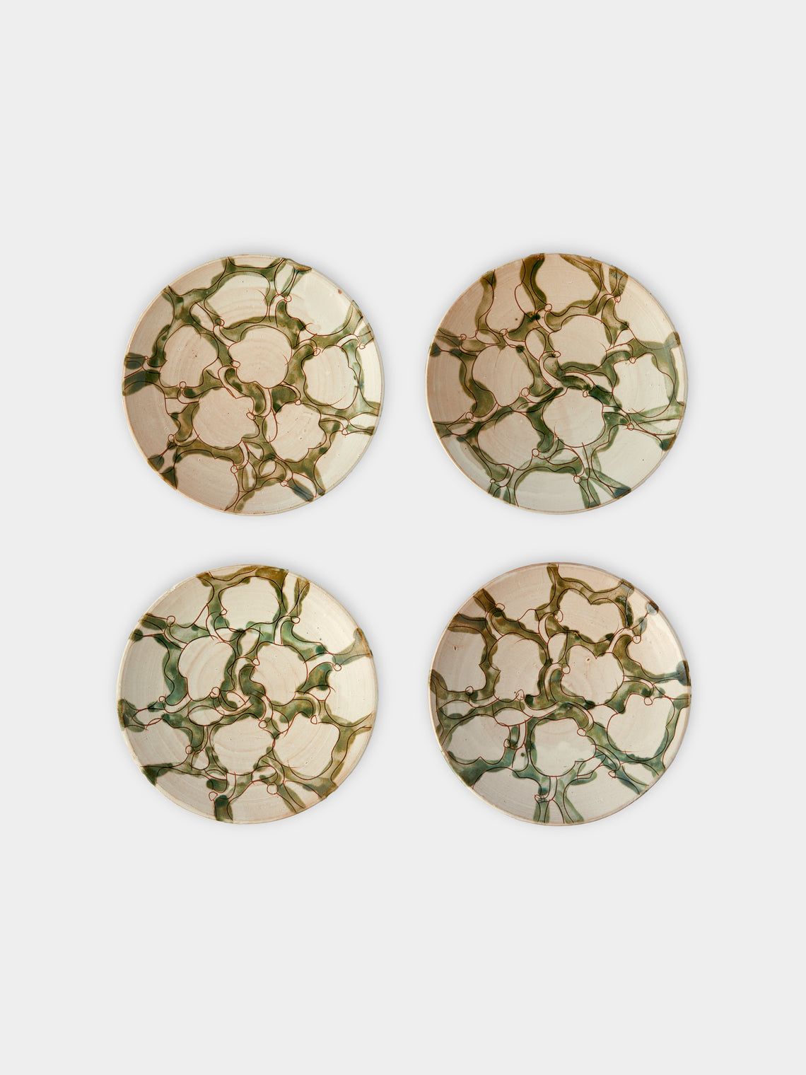 Anut Cairo - Cotton Flower Hand-Painted Ceramic Side Plates (Set of 4) -  - ABASK