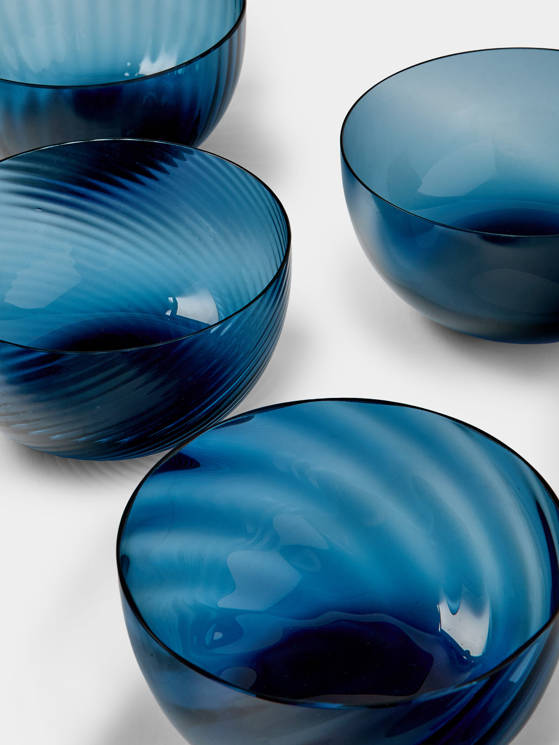 NasonMoretti - | Set of 6 | Idra Hand-Blown Murano Glass Dessert Bowls - Blue - ABASK