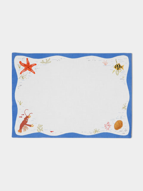 Taf Firenze - Sea Life Hand-Embroidered Linen Placemats (Set of 6) -  - ABASK - 