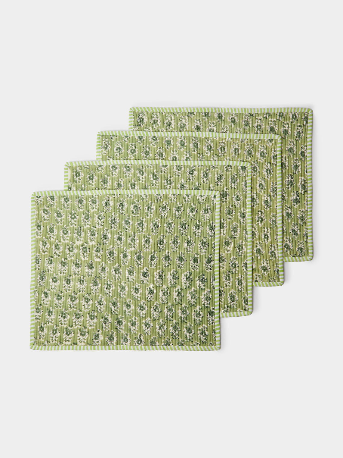 The Table Love - The Breakfast Hand-Printed Cotton Reversible Placemats (Set of 4) -  - ABASK