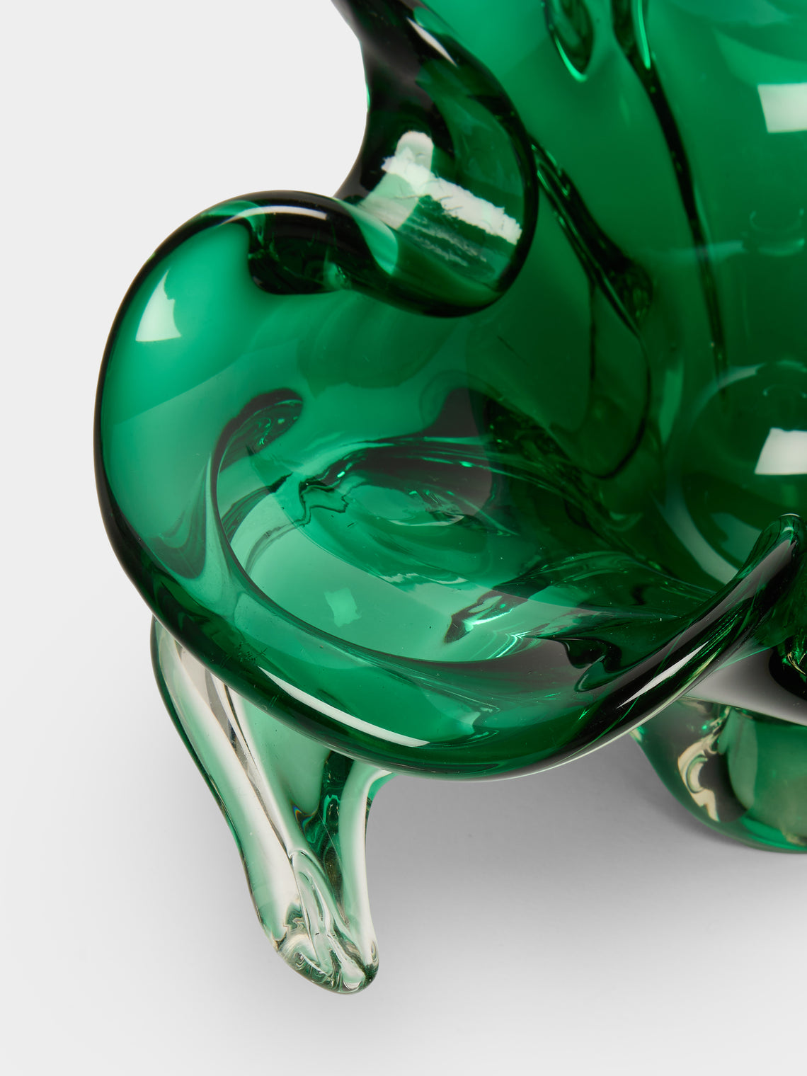 Antique and Vintage - Mid-Century Crystal Ashtray - Green - ABASK