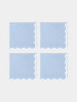 HMA | Blank Space - Bluebell Embroidered Linen Napkins (Set of 4) - Blue - ABASK