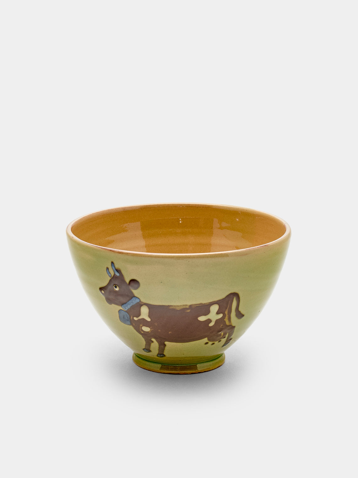 Poterie d’Évires - Cows Hand-Painted Ceramic Bowls (Set of 6) - Green - ABASK