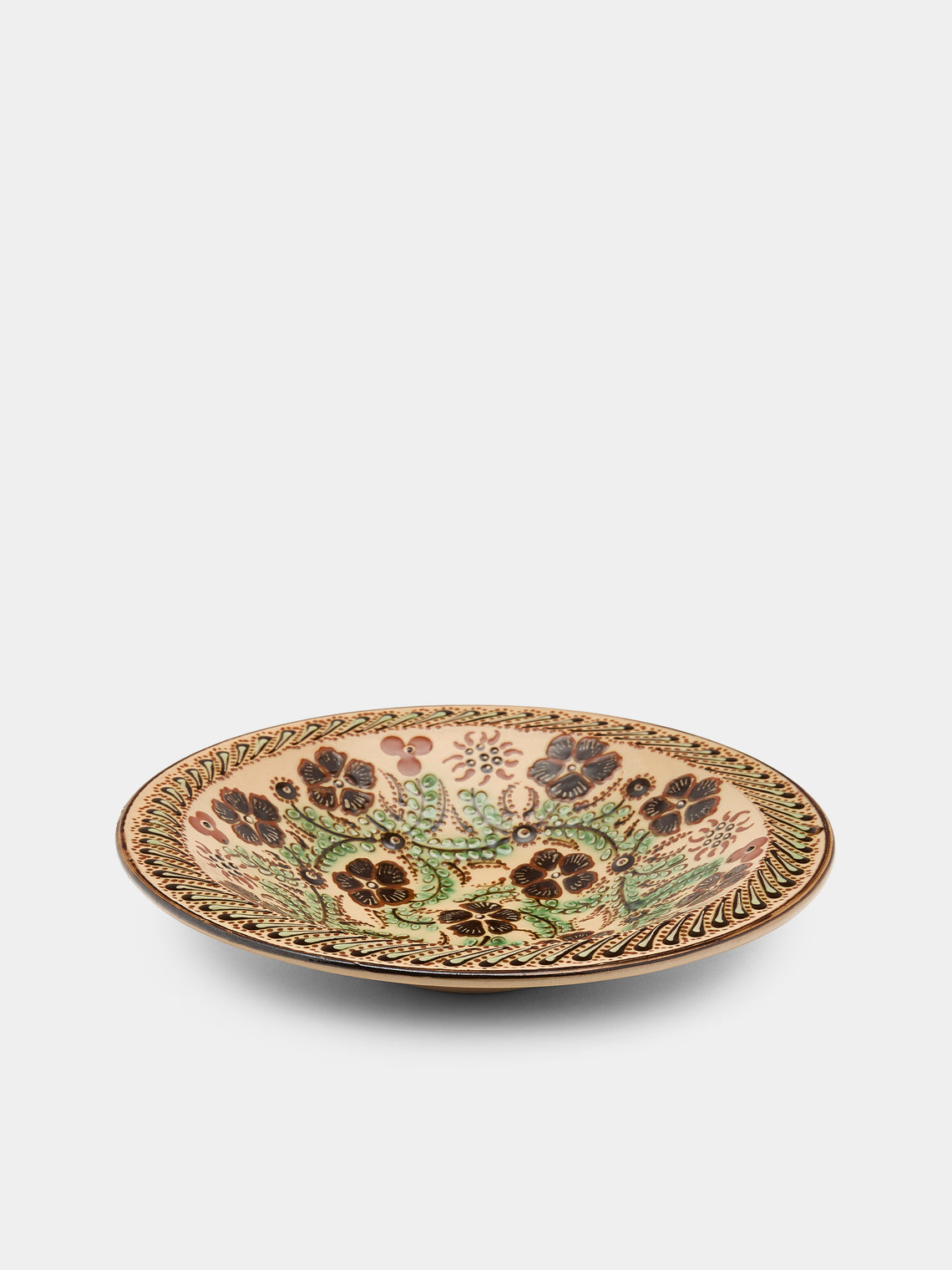 Poterie d’Évires - Flowers Hand-Painted Ceramic Serving Bowl - Cream - ABASK