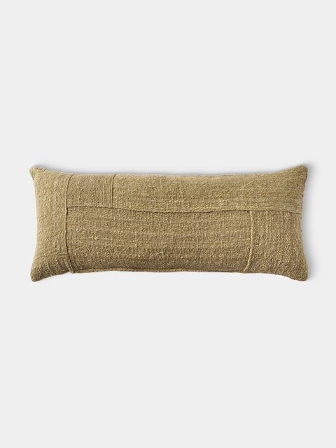 Valentina Hoyos - Hand-Dyed Patchwork Cotton Lumbar Cushion (31.5in/80cm) - Beige - ABASK - 