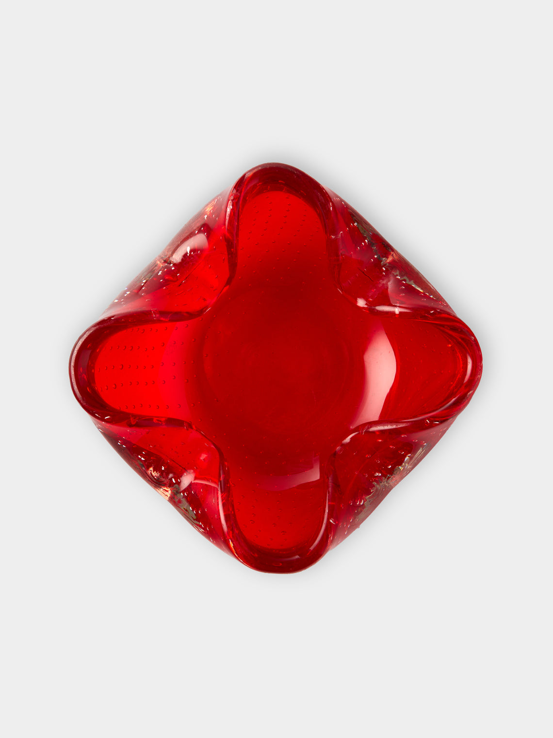 Antique and Vintage - Mid-Century Czech Glass Ashtray - Red - ABASK