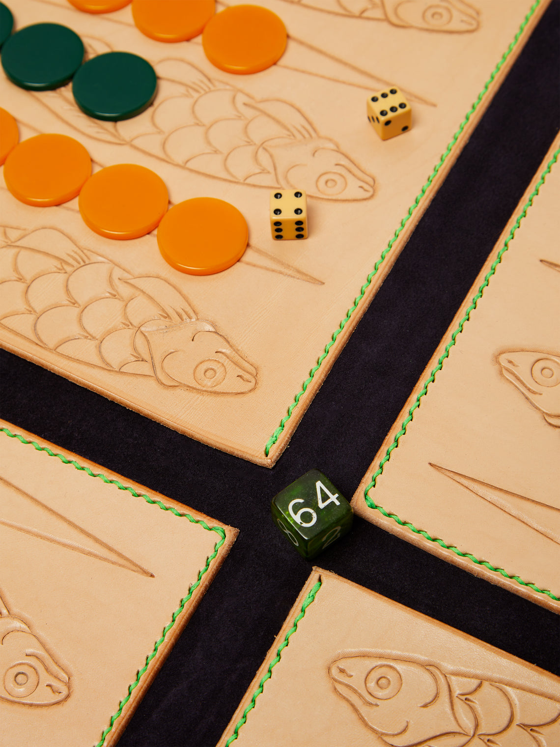 Nick Plant - Fish Leather Travel Backgammon Set -  - ABASK