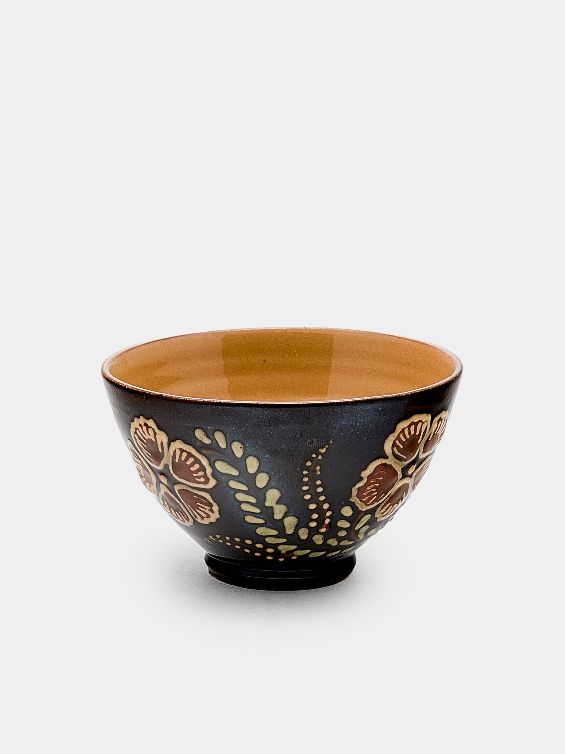 Poterie d’Évires - Flowers Hand-Painted Ceramic Petit Bowls (Set of 6) - Dark brown - ABASK