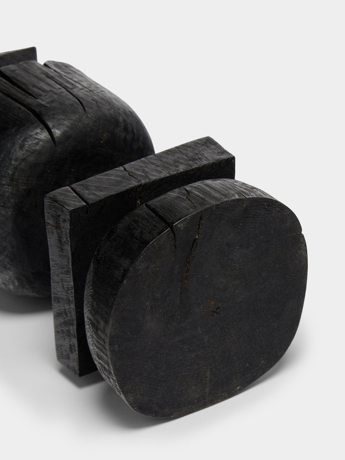Jamie Gaunt Designs - Totem Hand-Carved Wood Candle Holder - Black - ABASK