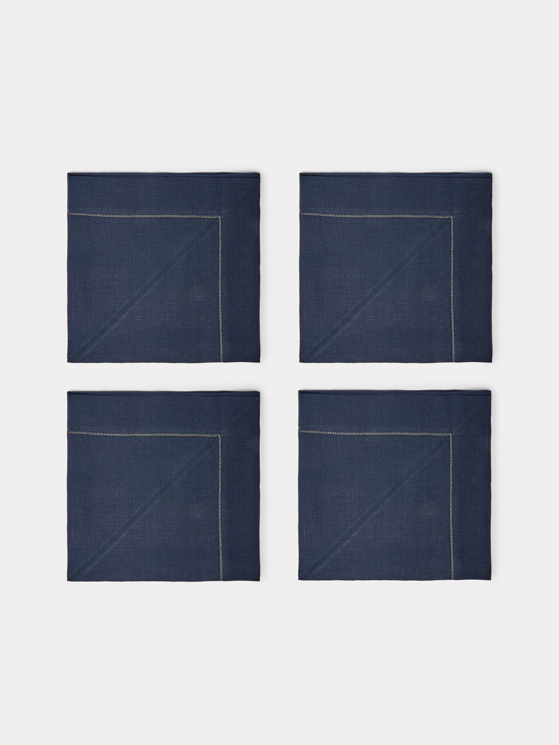Peter Speliopoulos Projects - Hem-Stitch Linen Napkins (Set of 4) - Navy - ABASK