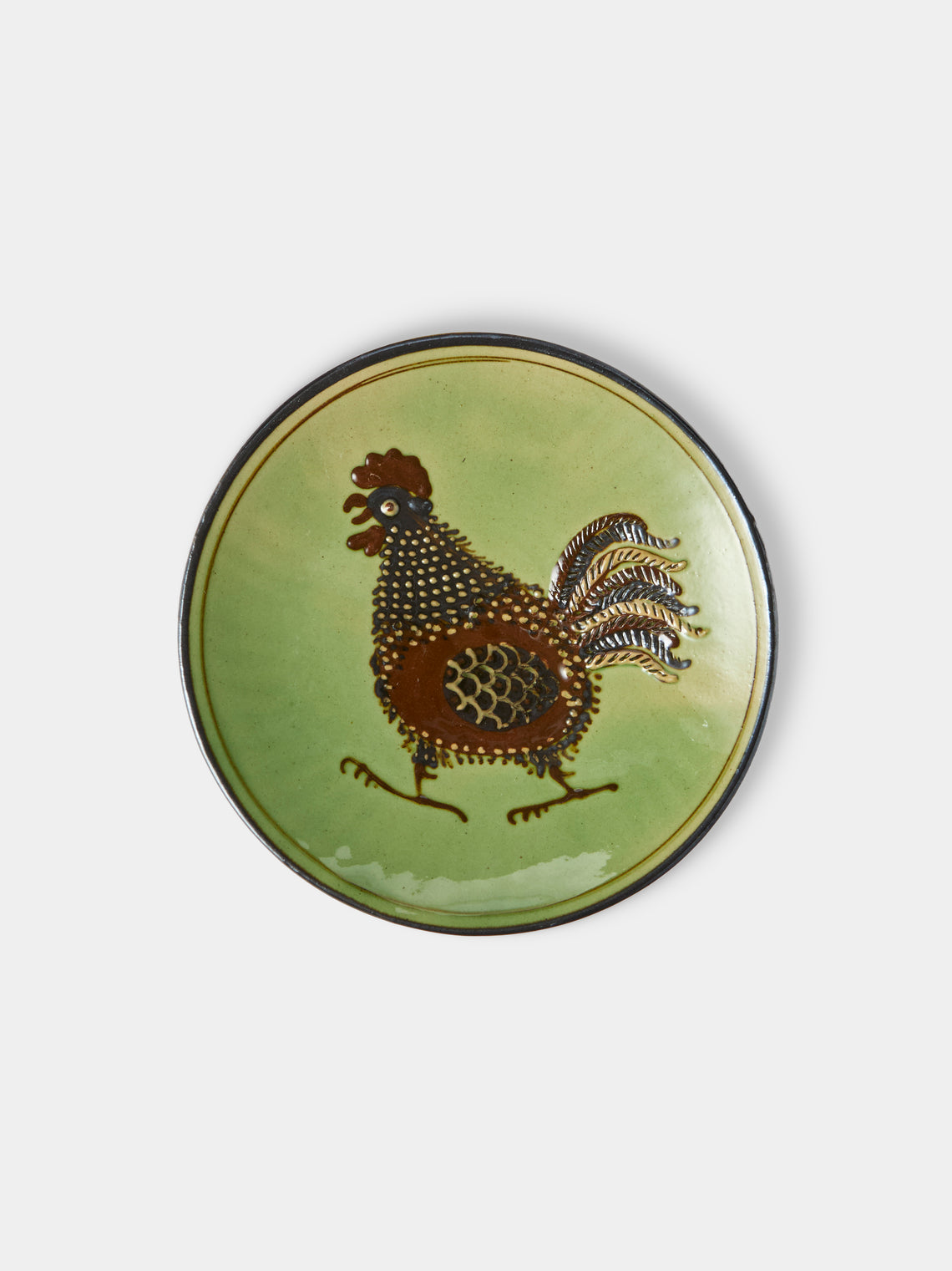 Poterie d’Évires - Animals Hand-Painted Ceramic Plates – 5.5in/14cm (Set of 4) - Green - ABASK