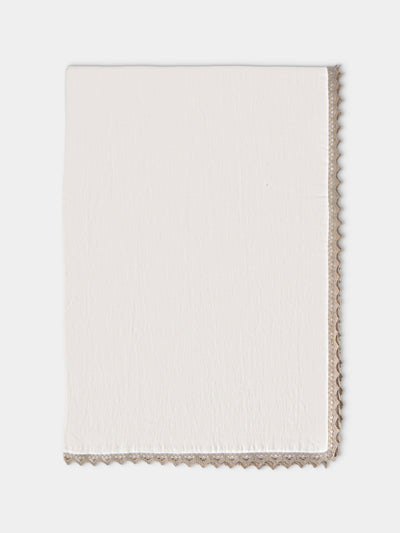 Borgo delle Tovaglie - Bagheria Embroidered Linen Square Tablecloth (98.5in/2.5m) - Ivory - ABASK - 