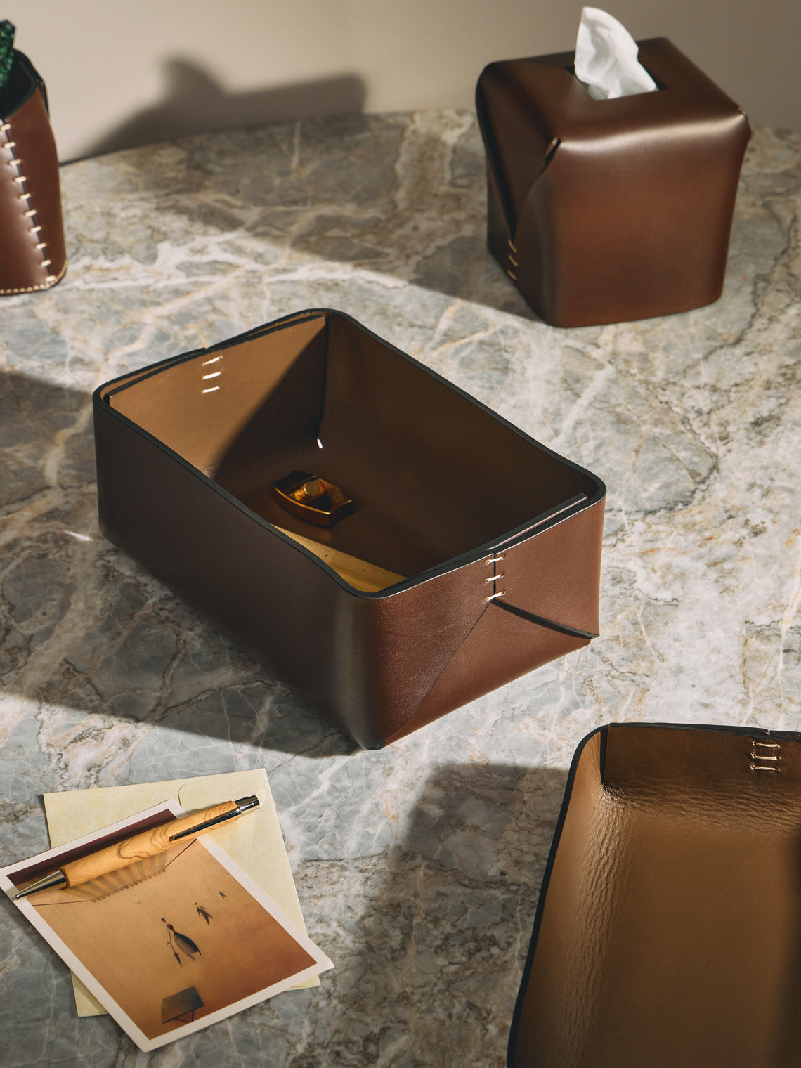 Oscar Maschera - Lidded Leather Box - Dark Brown - ABASK