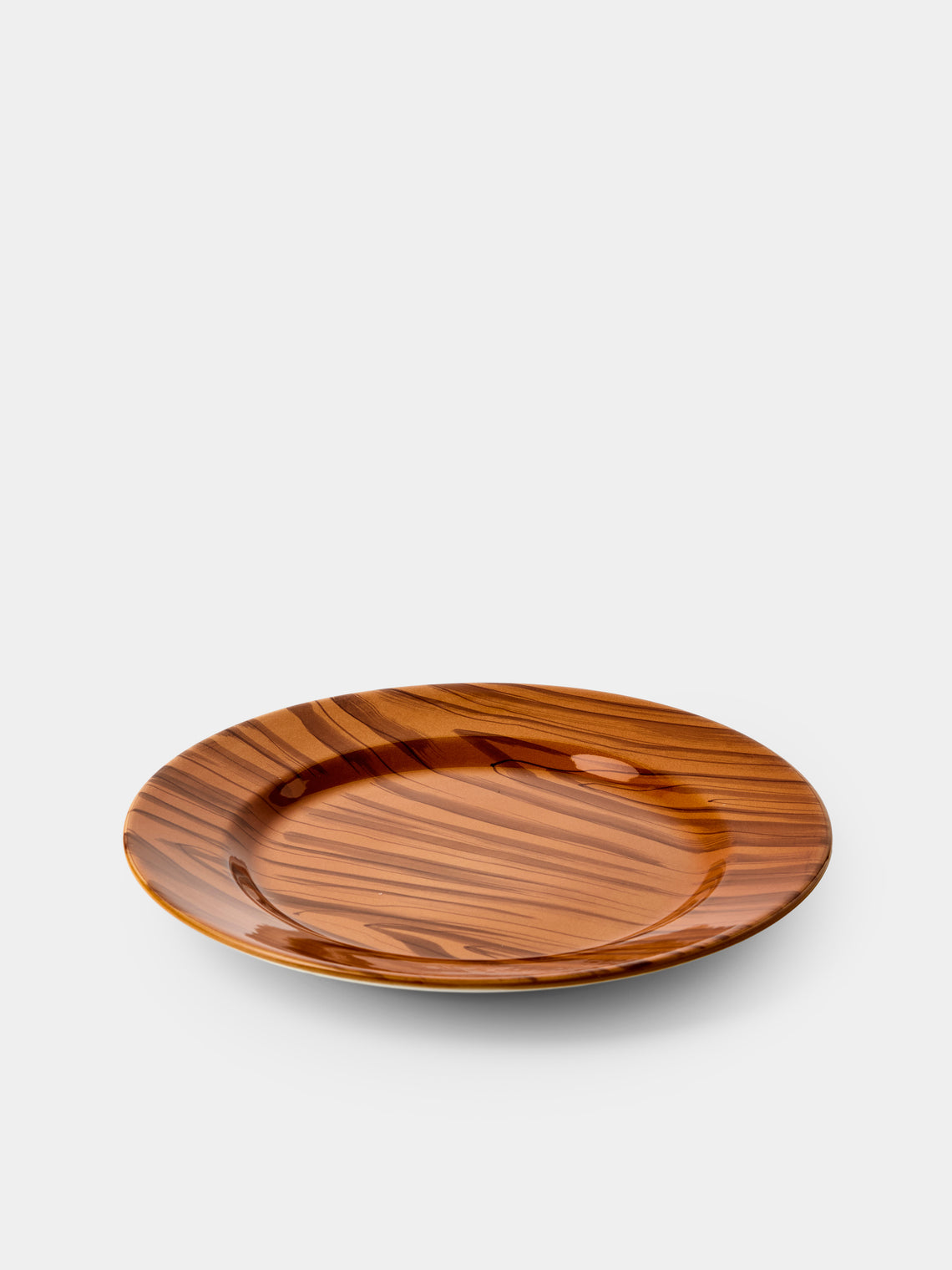 Este Ceramiche - Faux Bois Hand-Painted Dinner Plates – 11in/27.5cm (Set of 4) - Brown - ABASK