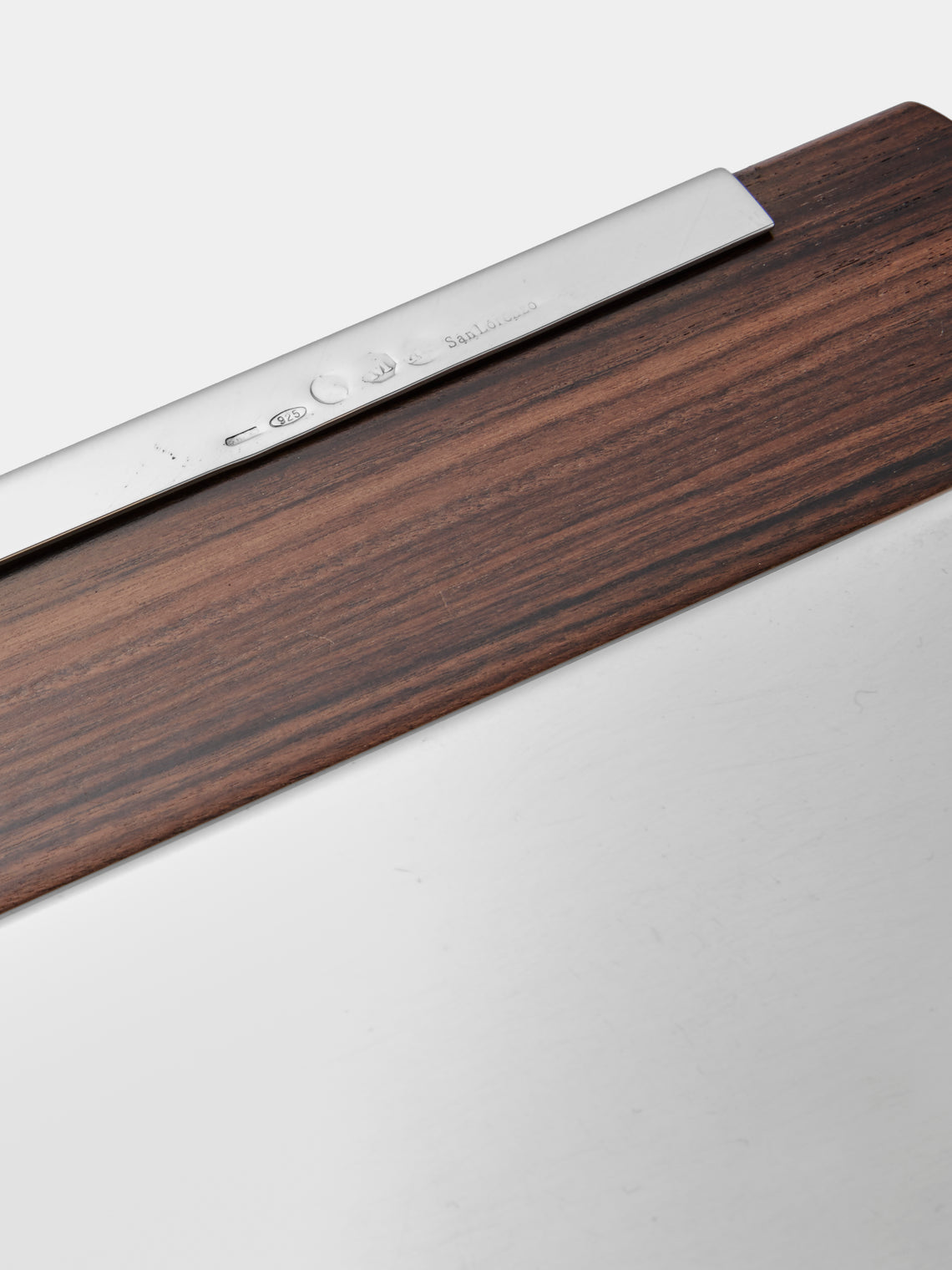 San Lorenzo - 1988 Afra and Tobia Scarpa Sterling Silver and Wood Tray (12in/31cm) - Silver - ABASK