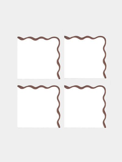 Angela Wickstead - Chiara Scalloped Linen Napkins (Set of 4) - Brown - ABASK - 