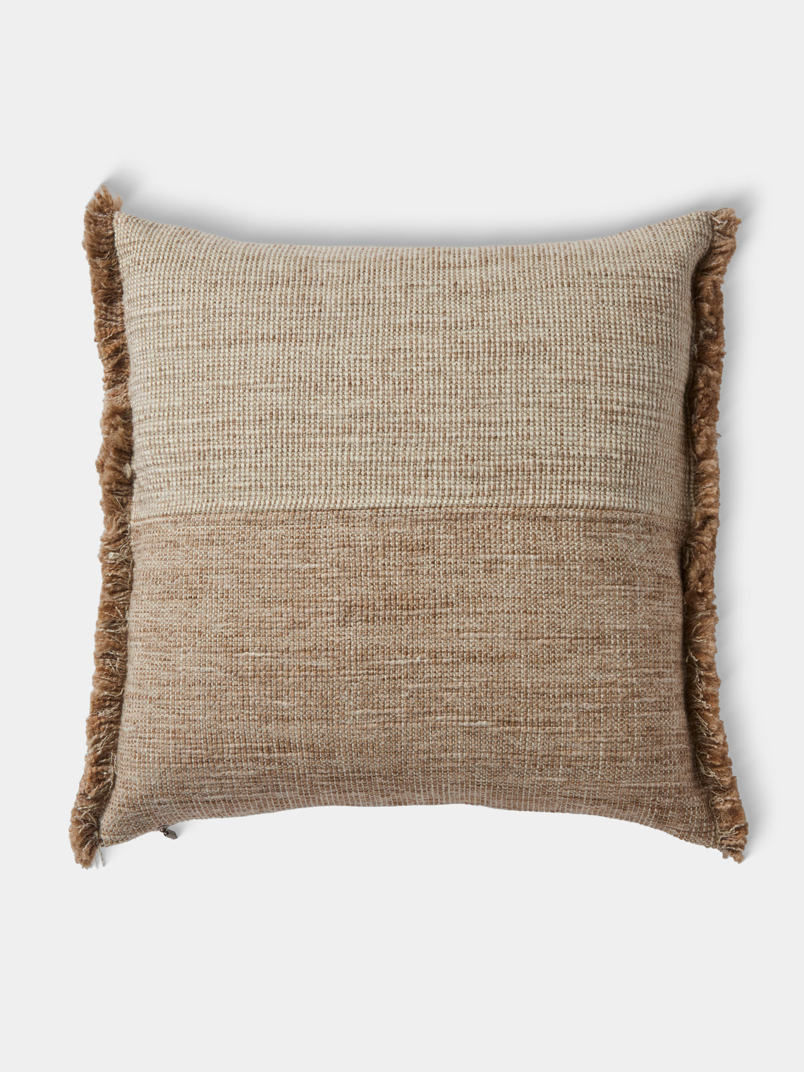 de Le Cuona - Forage Cloth Linen Fringe-Detail Cushion (17.5in/45cm) - Green - ABASK