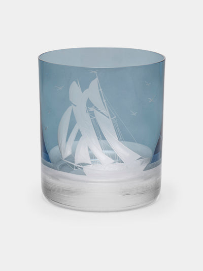 Artel - Golden Age of Yachting Hand-Engraved Crystal Double Old Fashioned Tumbler - Blue - ABASK - 