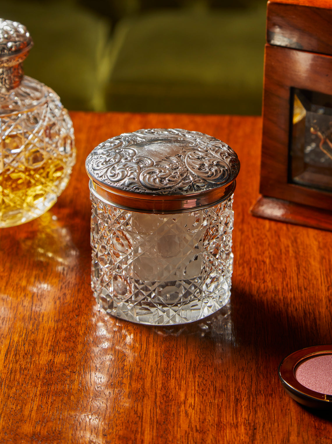 Antique and Vintage - 1900s Glass and Silver Jar -  - ABASK