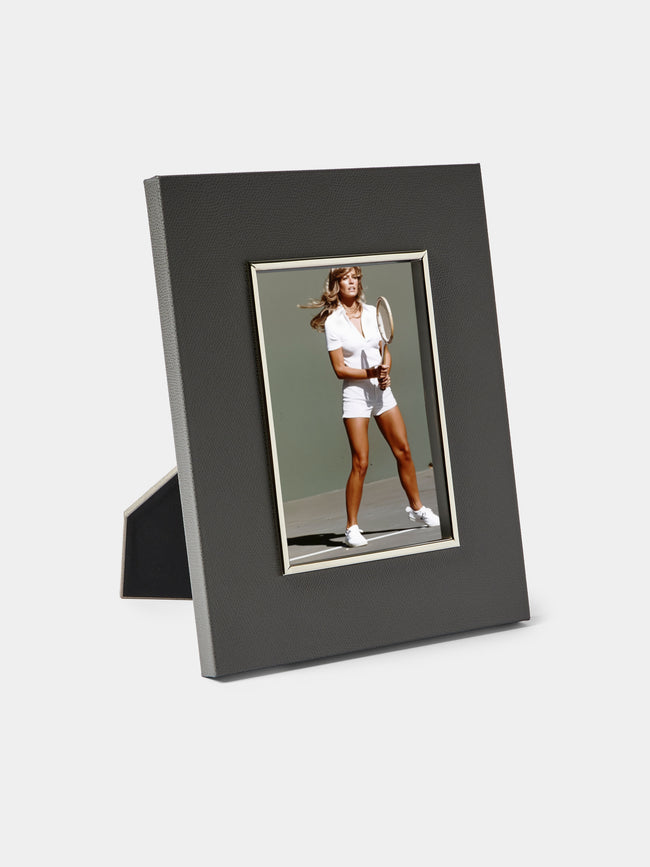 Pinetti - Leather and Silver-Plated Photo Frame (5x7") - Dark Gray - ABASK - 