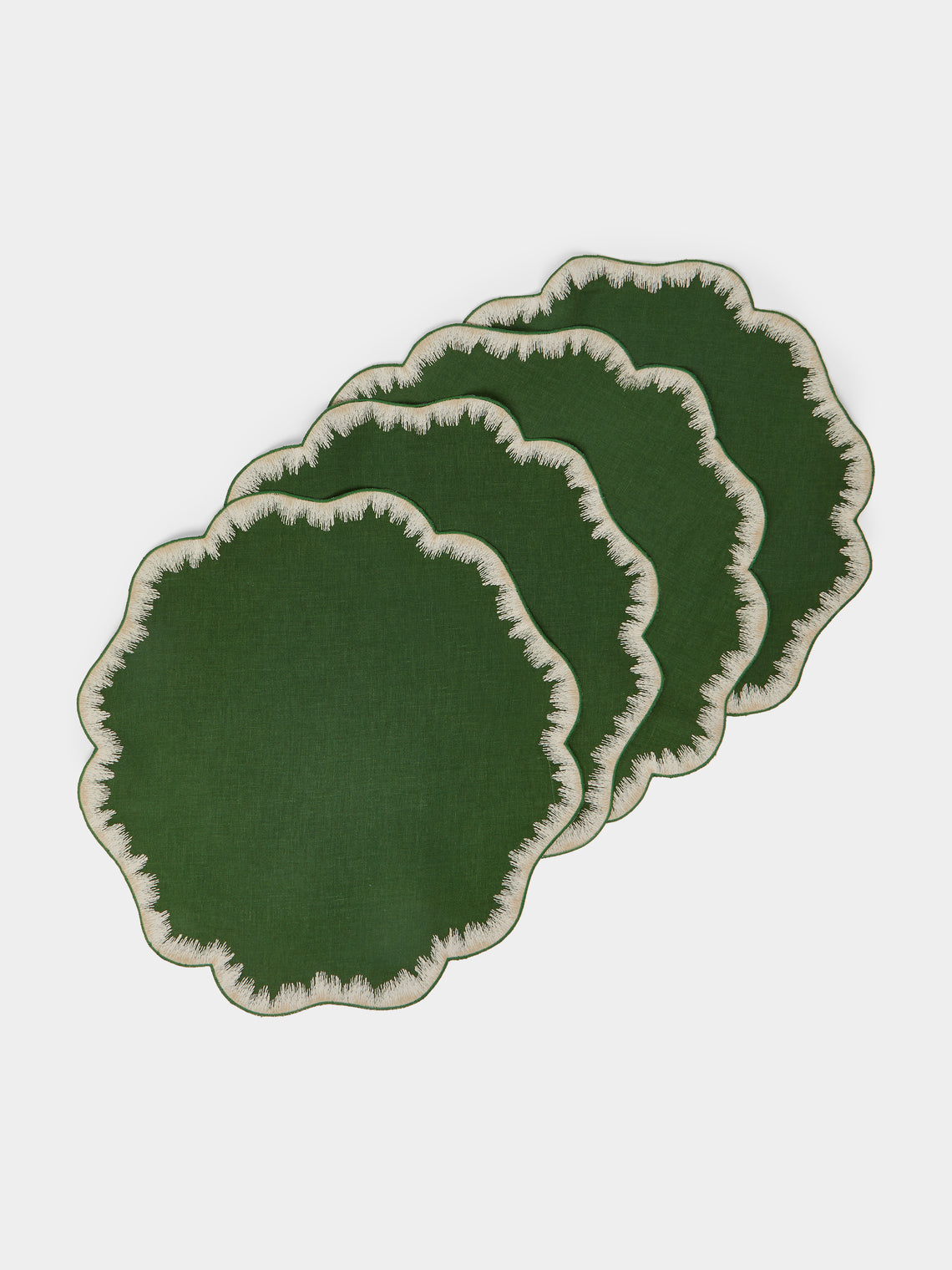 Los Encajeros - Valver Embroidered Linen Placemats (Set of 4) -  - ABASK