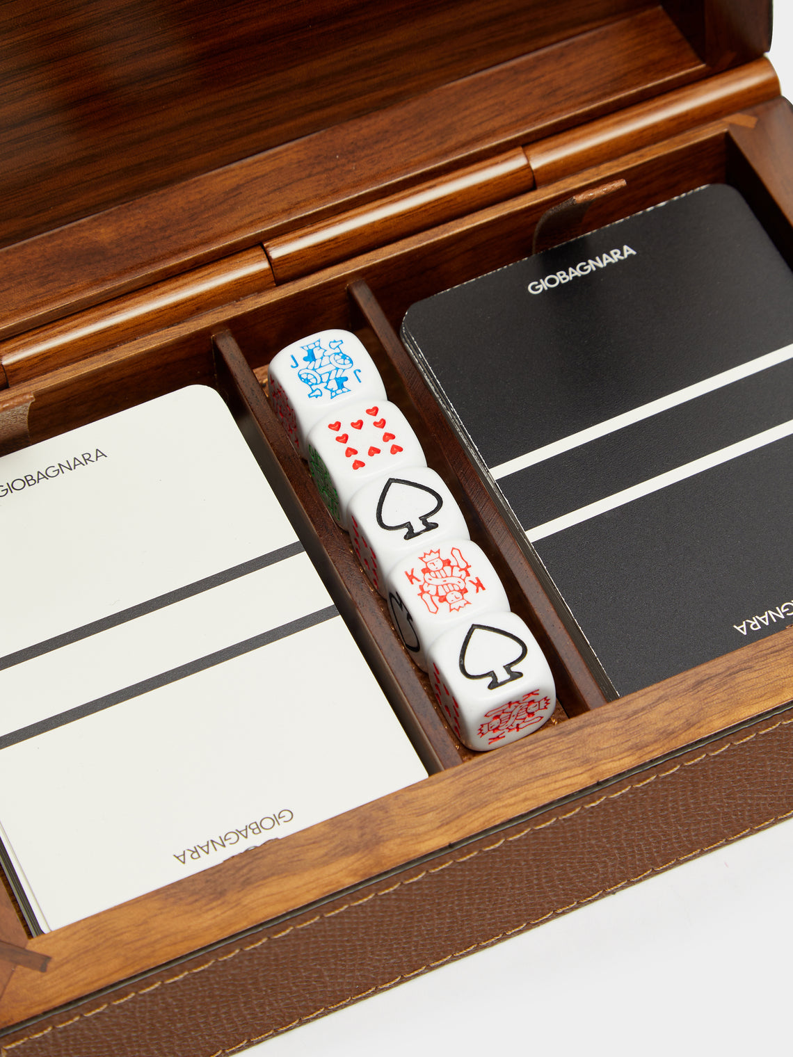 Giobagnara - Leather Royal Dice and Playing Cards Set - Brown - ABASK