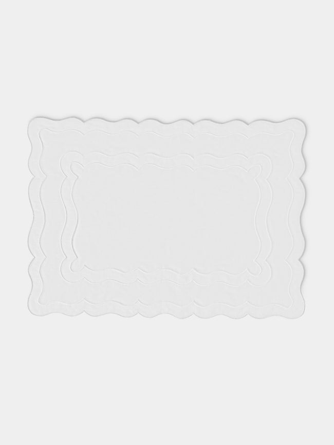 Los Encajeros - Charme Embroidered Linen Placemats (Set of 4) - White - ABASK - 