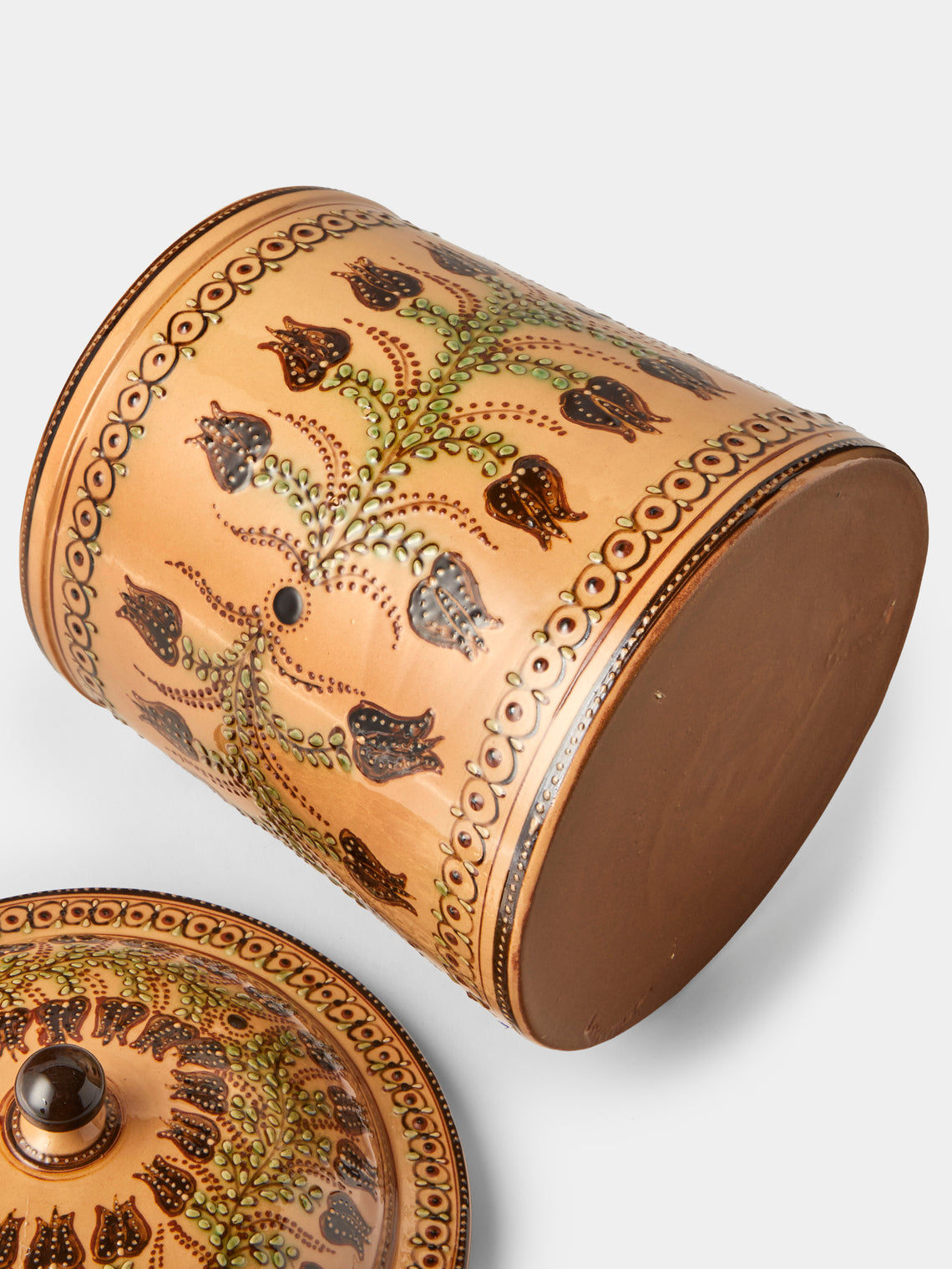 Poterie d’Évires - Flowers Hand-Painted Ceramic Lidded Pot - Cream - ABASK